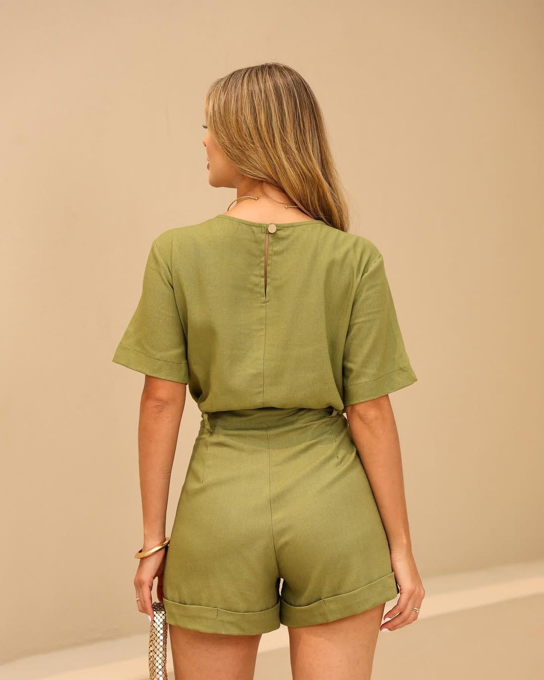 Conjunto Blusa e Short em Linho OFF WHITE