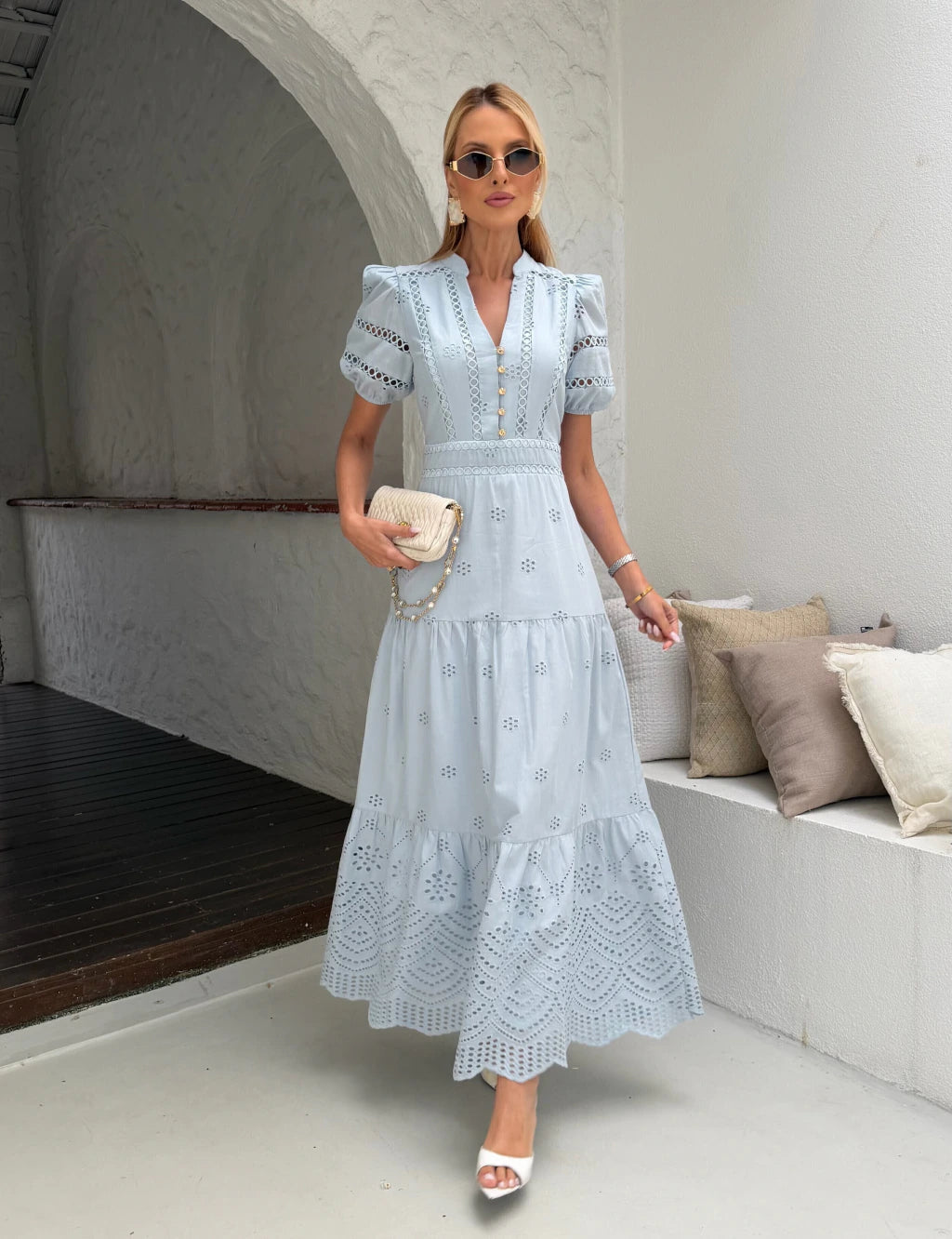 Vestido Bordado Limania Azul