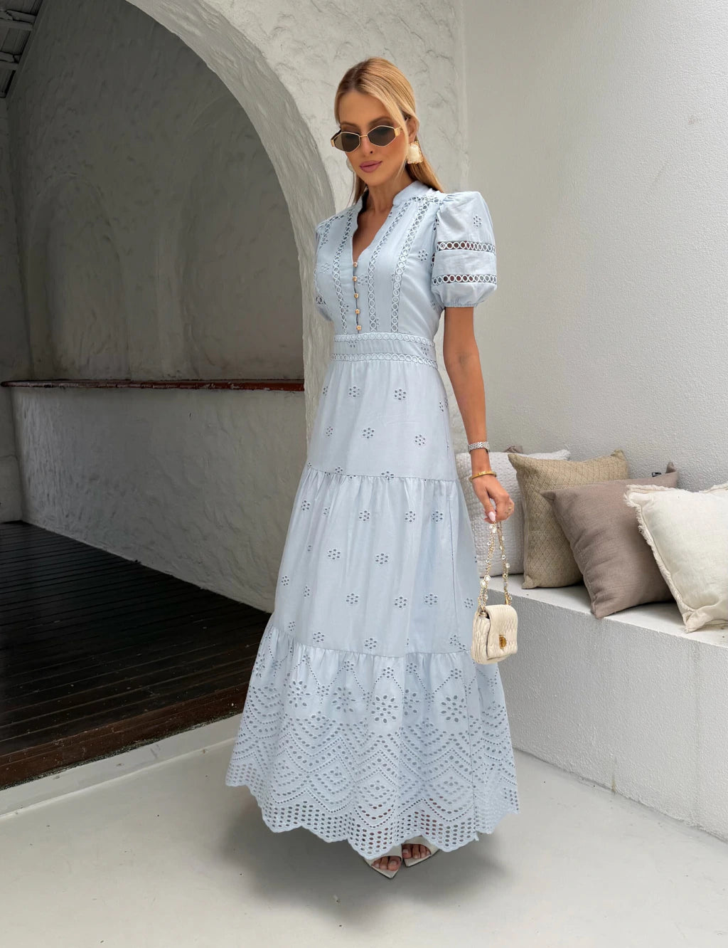 Vestido Bordado Limania Azul