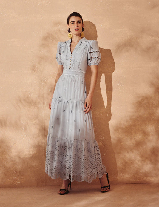Vestido Bordado Limania Azul