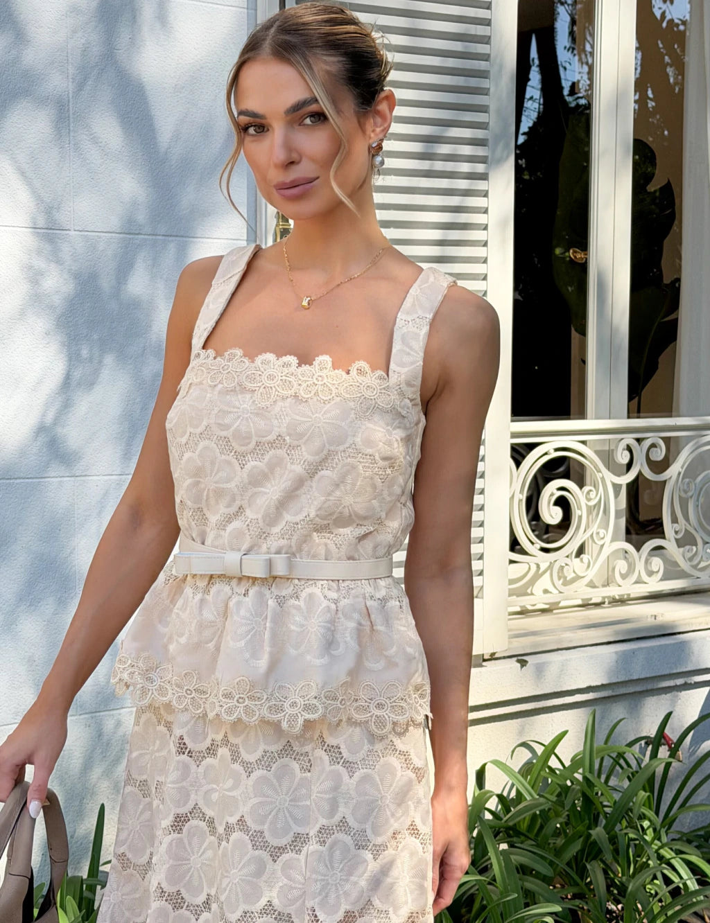 Vestido Laise Carmem Bege