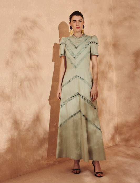 Vestido Tricoline Olivia Verde