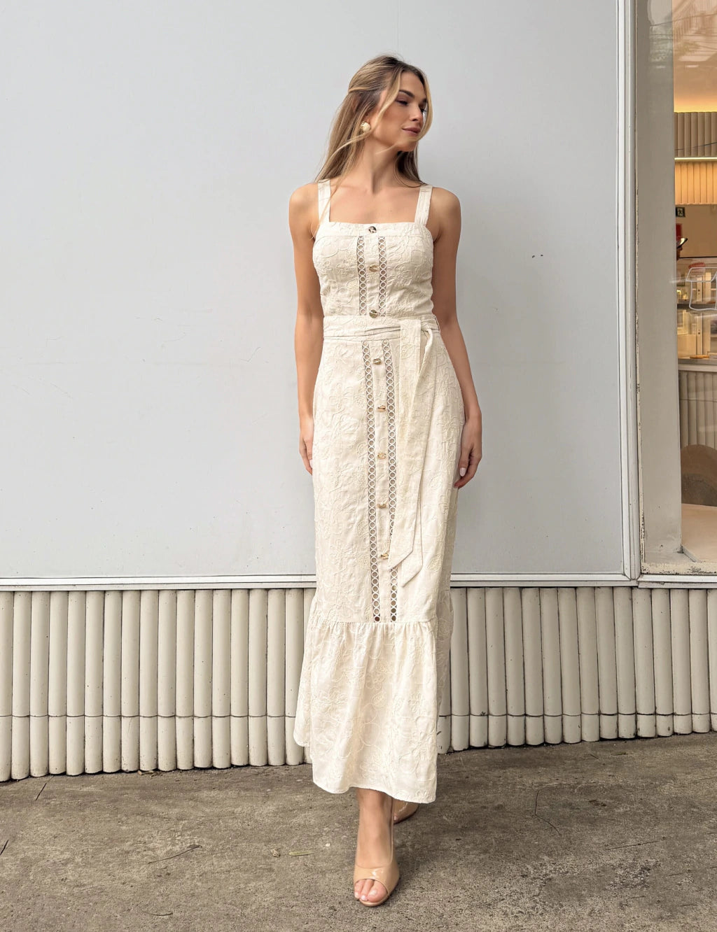 Vestido Viscose Celina Bege