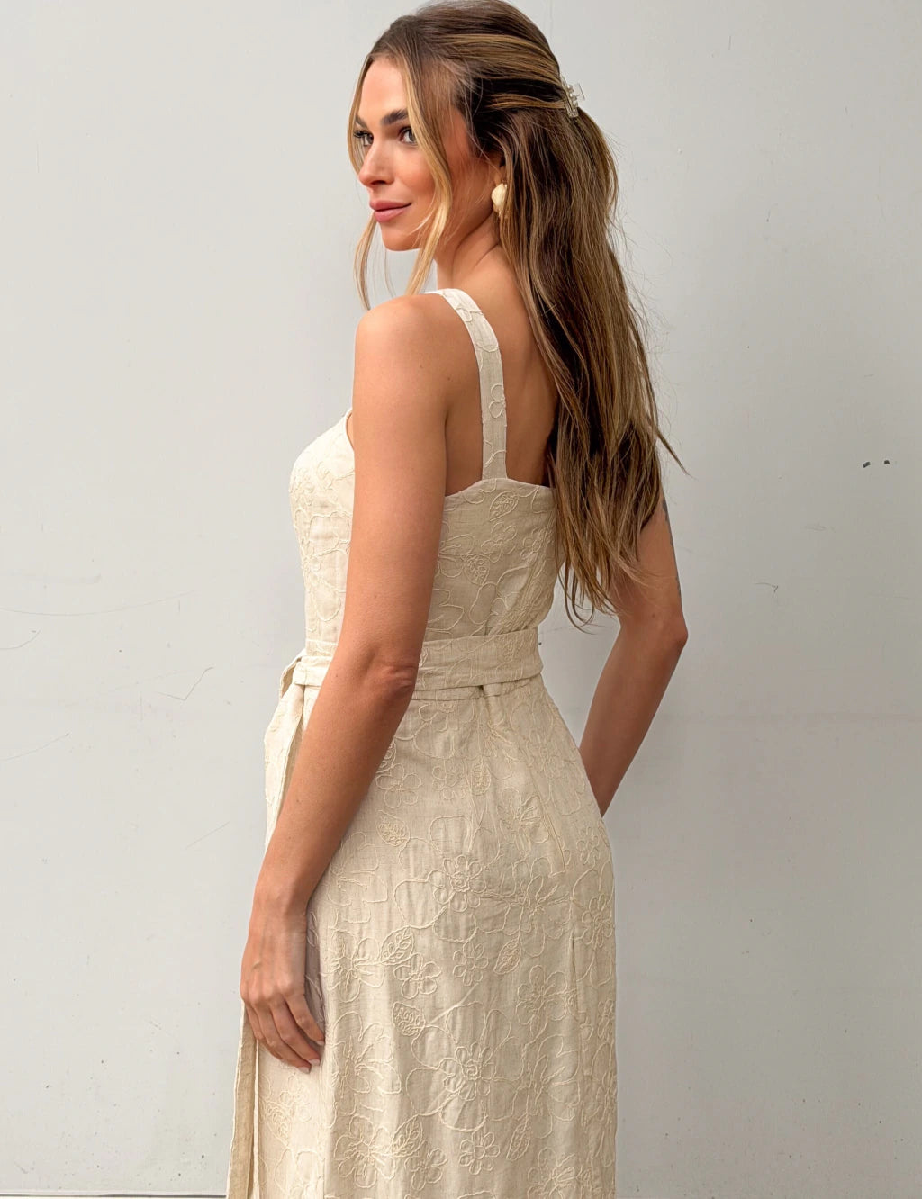 Vestido Viscose Celina Bege