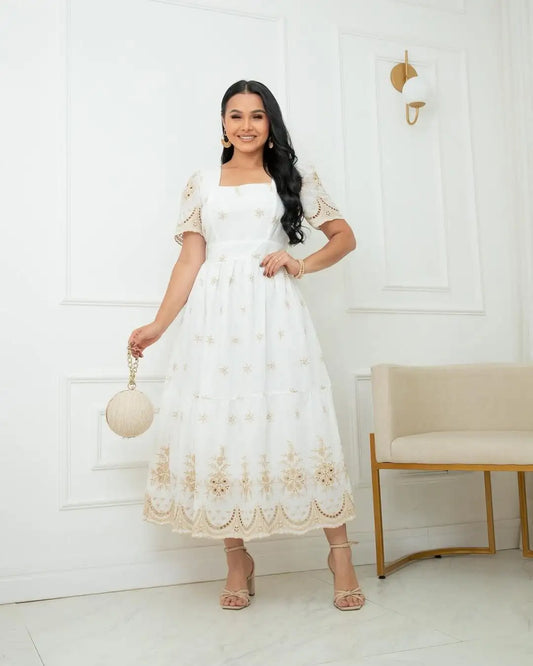 Vestido Branco Midi Laise
