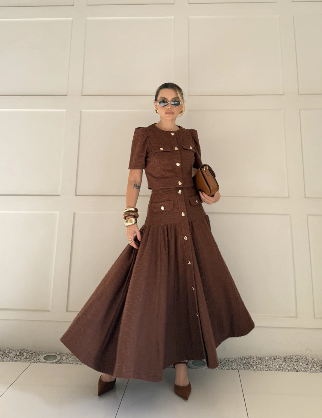 Conjunto Tweed Vanessa Marrom