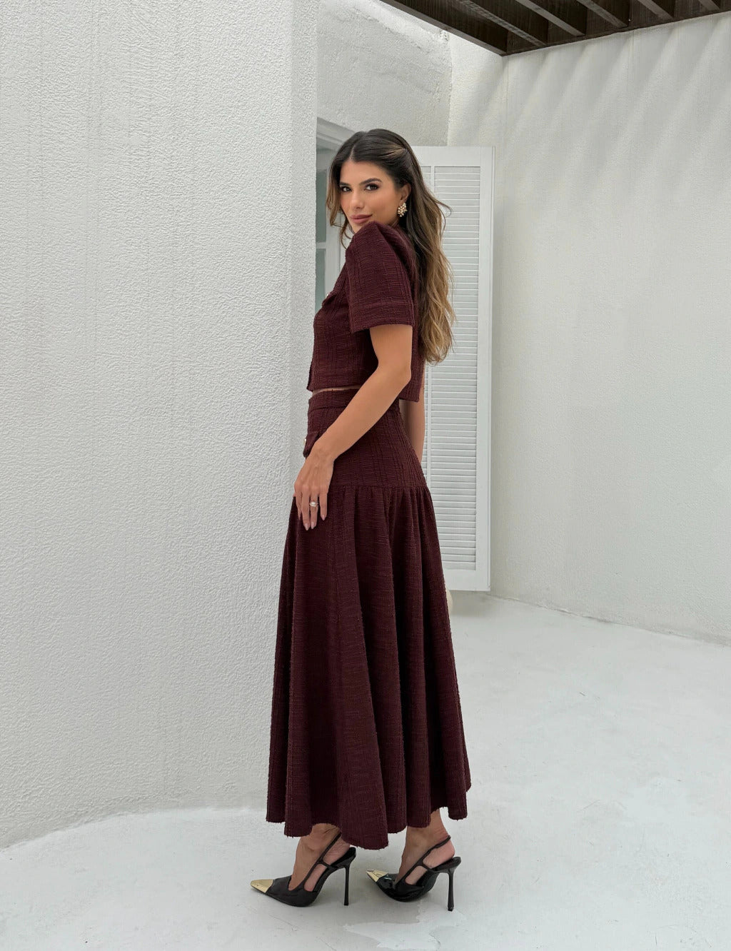 Conjunto Tweed Vanessa Marrom