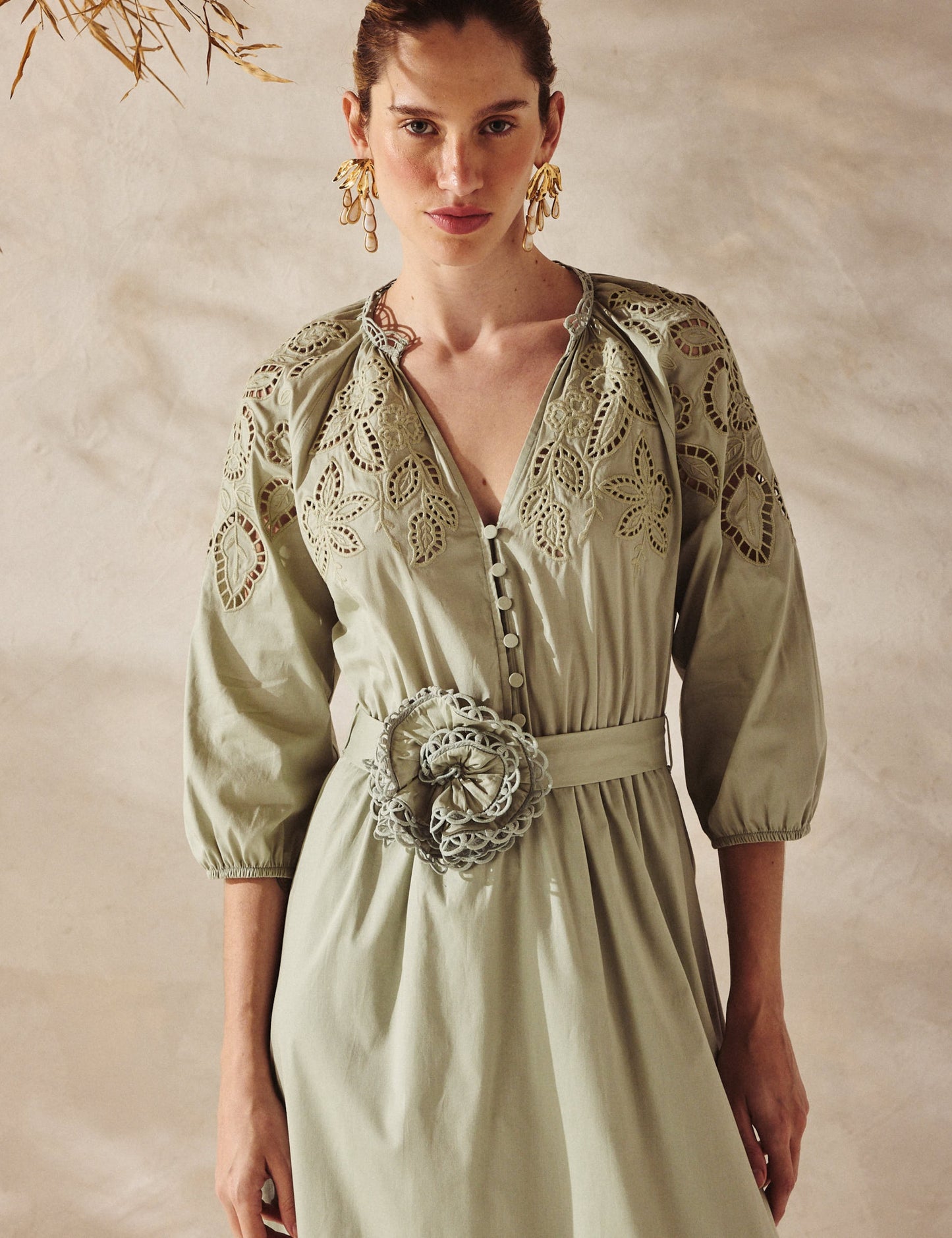 Vestido Tricoline Verde Alice