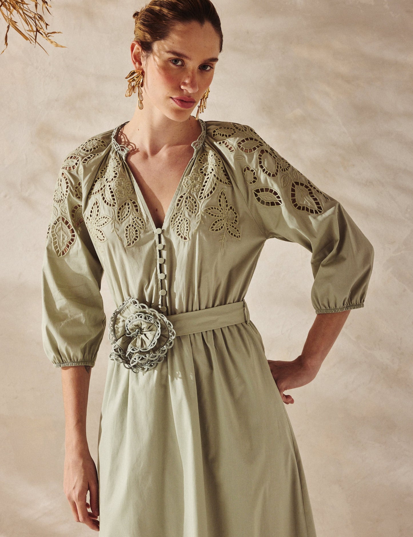 Vestido Tricoline Verde Alice