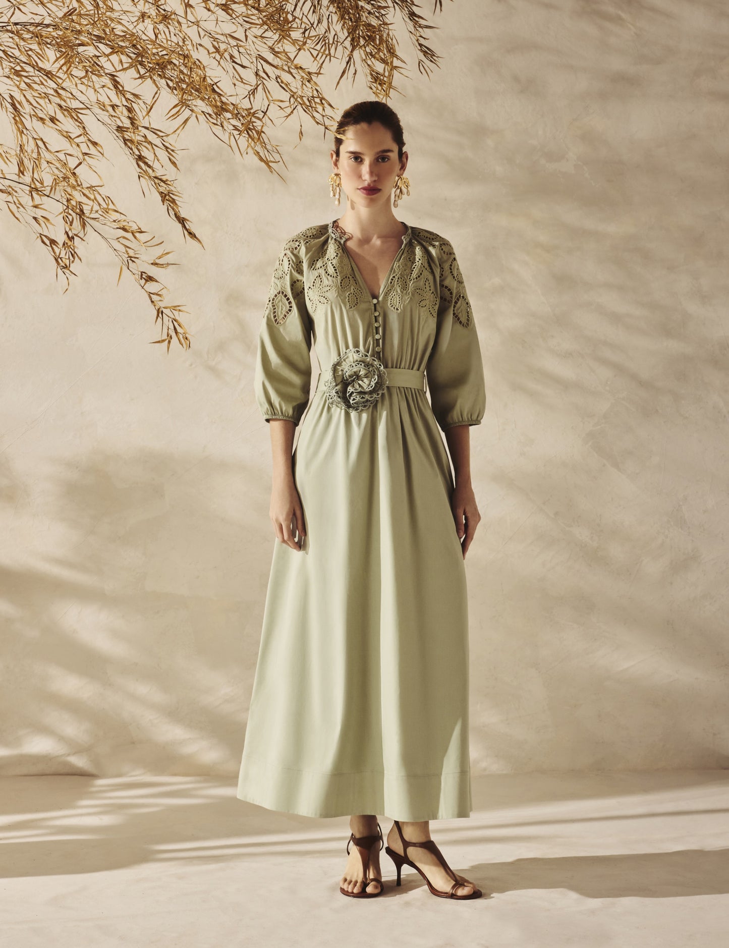 Vestido Tricoline Verde Alice