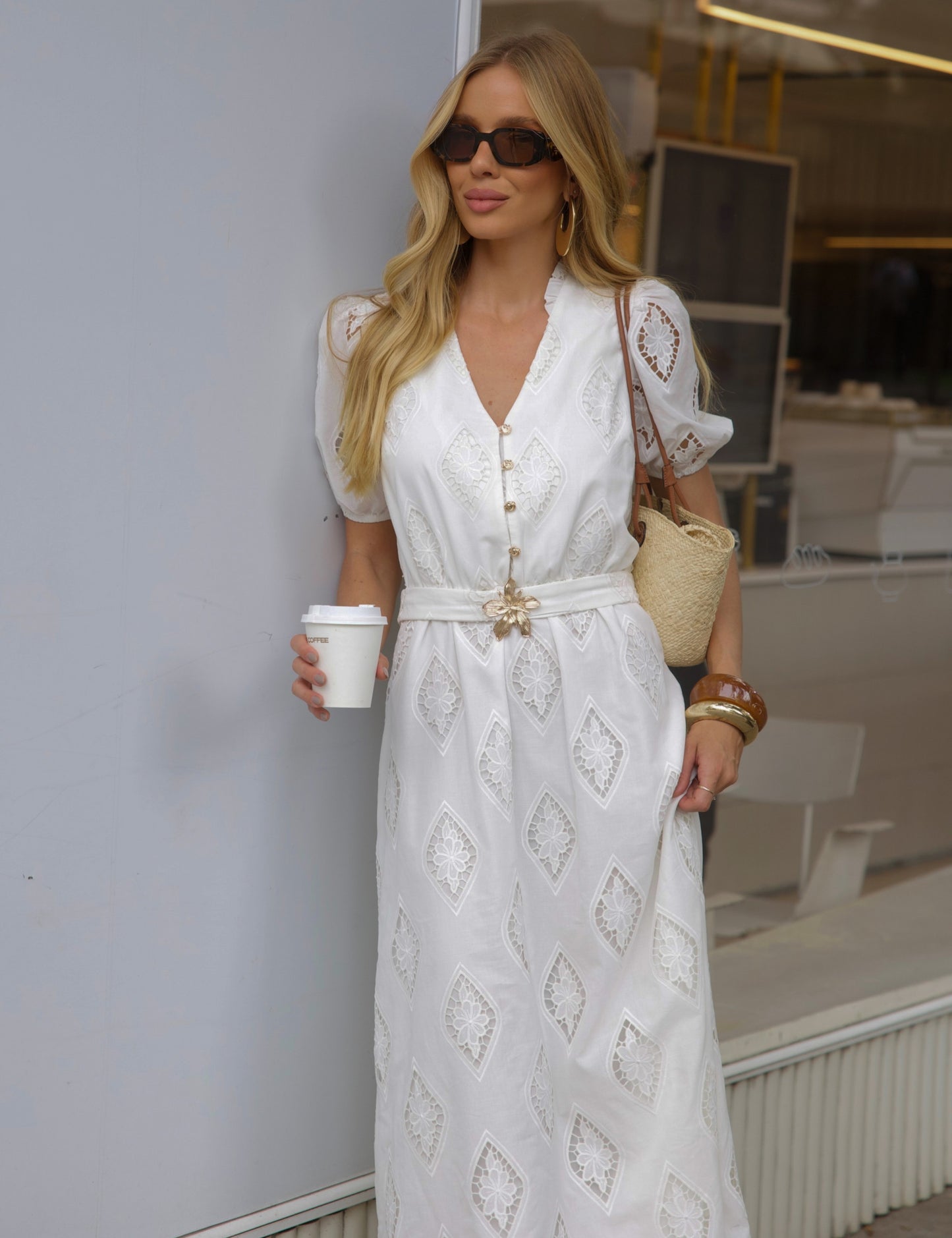 Vestido Bordado Diana Off White