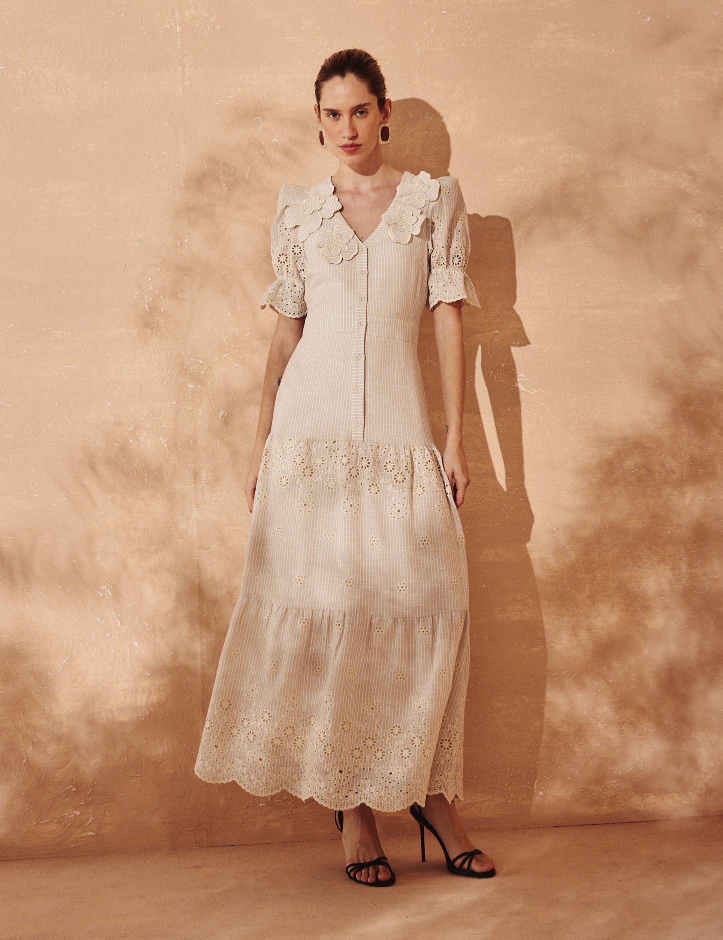 Vestido Listrado Bege Ana