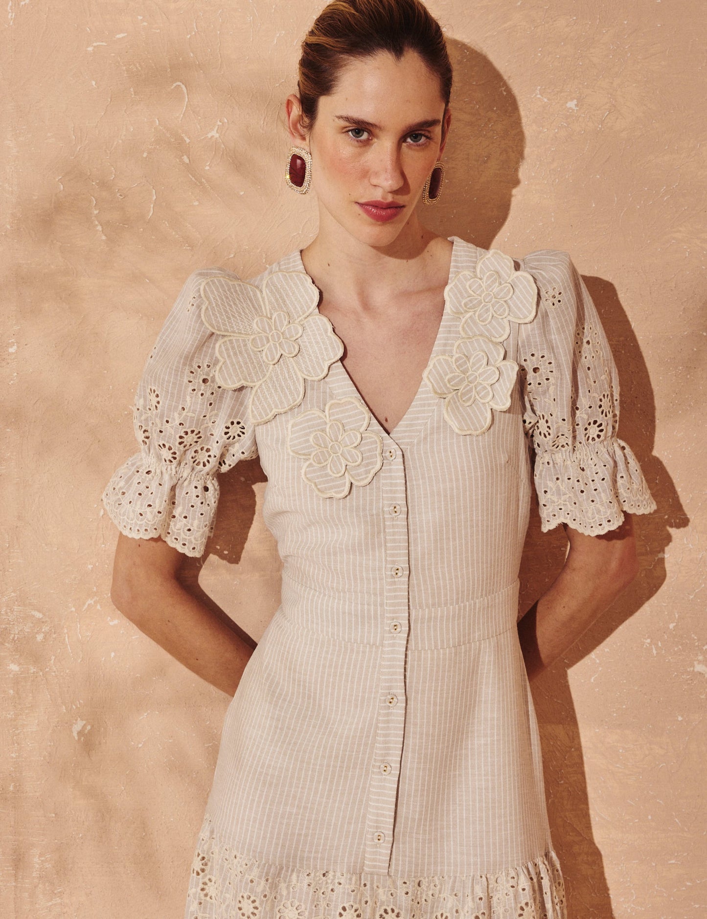 Vestido Listrado Bege Ana