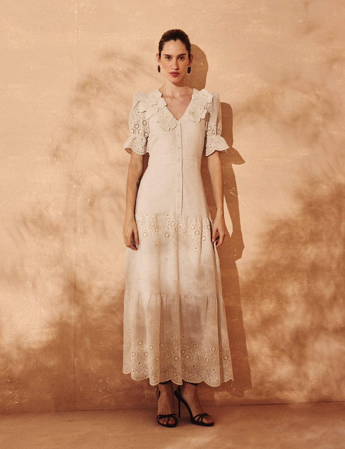 Vestido Listrado Bege Ana